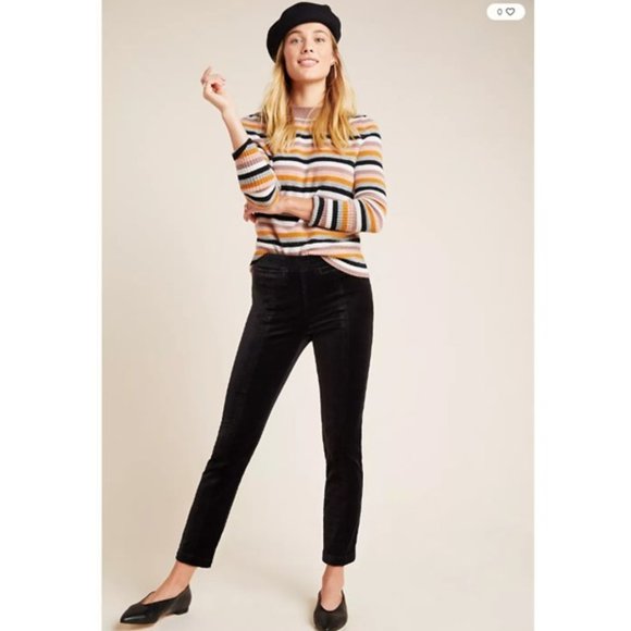 NWT-Essentials by Anthropologie Black Velvet Slim Trousers - 16